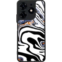 Tecno Spark 10 Pro Beyaz Mermer Tasarımlı Glossy Telefon Kılıfı Çok Renkli