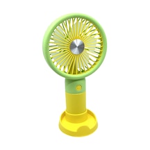 Şarjlı Taşınabilir El Pervanesi Masa Üstü Mini Fan Sarı-yeşil