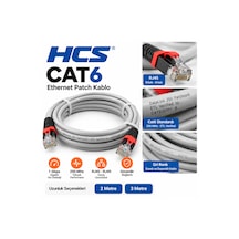 İnternet Kablosu 3 Metre Cat6 Ethernet Patch Kablo Gri Rj45 Test Edilmiş