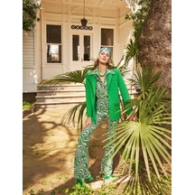 Koton Melis Ağazat X Koton - Kısa Kollu Desenli Bluz Yeşil Desenli 2sak60328pw 2SAK60328PW01A