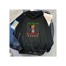 Tarzsokak Siyah Unisex Chill Guy Chilling Noel Moletom Masculino Kapşonluekkış