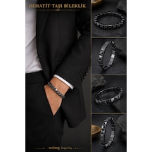 Hematit Taşı Bileklik - Piramit Hematit Bileklik Gri Gri
