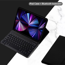 Apple Uyumlu iPad 8. Ve 9. Nesil 2020 /2021 10.2 Inç Tablet Bluetooth Klavyeli Kılıf Türkçe Klavye Kılıf