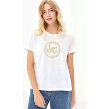 Lord Of The Rings Circle Gold Baskılı Beyaz Kadın Tshirt