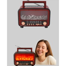Solar Şarjlı Şömine Işıklı Bluetooth Hoparlör Radyo, Usb, Tf Kart Destekli Radyo