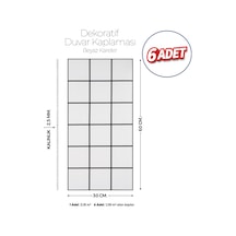 30x60 Cm Kendinden Yapışkanlı Duvar,banyo,tezgah Arası Kaplama Beyaz Kareli Desen 6 Adet 30 X 60 Cm