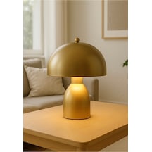 Modern Burry Abajur Masa Lambası Metal Gövde Tasarım Ürün Eskitme Gold Sarı Gold