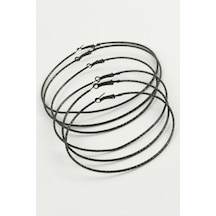 Çizgili - 836 - Metal Halka Küpe 6 - Nazblsmm - Adet Sarı