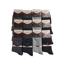 12 Adet Erkek Soket Çorap Siyah Gri Lacivert Füme 001