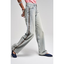 Itsbasic Kadın T.kot Rengi 4s5-80 Yandan Nakışlı Loose Fit Orta Bel Tasarım Denim Jean Kırmızı