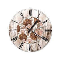 Pembe Güller Analog Duvar Saati (407732547) Çok Renkli