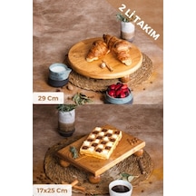 Justwood 2'li Risus Top Ayaklı 29 CM ve 17x25 CM Ahşap Dikdörtgen