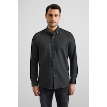 Süvari Antrasit Slim Düğmeli Yaka Manşetli Casual Gömlek Gm2025500500-s08 Antrasit