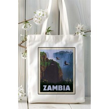 Art Hediye Zambia Baskılı Bez Çanta Omuz Çantası Kişiye Özel Desen Çok Renkli