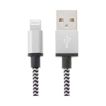 2m Dokuma Stil 8 Pin - Usb Sync Veri / Şarj Kablosu Gümüş 2m Dokuma Stil 8 Pin - Usb Sync Veri / Şarj Kablosu Gümüş
