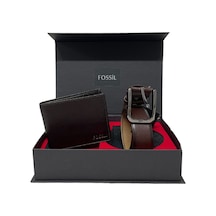 Fossil Kahverengi Napa Cüzdan 1826&3,5 Cm Hakiki Deri Kemer 115cm Taba
