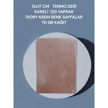 12x17 Cm Termo Deri Kareli 120 Yaprak İvory Krem Renk Sayfalar 70 Gr Kağıt Taba