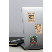 One Piece Wanted Tasarımlı Düz Kesim Sticker Seti - 2,60 Cm X 3,80 Cm 20 Adet Sticker Abanoz