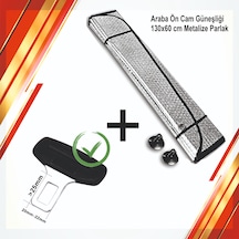 Cam Güneşliği Metalize 130x60 Cm +tüm Araçlara Uygun Kemer 1 Ad.
