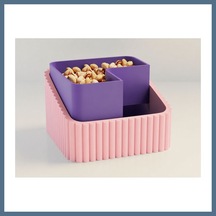 Buradabulabilirsin 3d Baskı Fıstık Kasesi - Çift Hazneli Kabuk Ayırıcı Sunum Kasesi - Pembe Mor Bbz Pembe - Mor