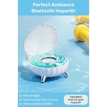 Oldfriend Mavi Deniz Kabuğu Okyanus Sesli Rgb Led Gece Lambası Kablosuz Bluetooth Hoparlör