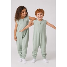 Babyhola 1 Tog Yazlık Çocuk Uyku Tulumu 1-8 Yaş Unisex Kısa Kollu %100 Pamuk Waffle 2702 Mint