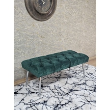 Zafir Krom Kaplama Sivriltme Ayaklı 90 Cm Puf Bench - Puf - Bench - Kasalı Oturak - Oturak - Yatak Ucu Puf Yeşil