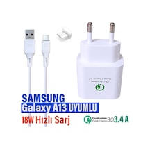 Samsung Galaxy Uyumlu A13 Şarj Aleti 18w Hızlı Şarj Adaptörü Ve Type-c Kablosu