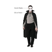 Şık Siyah Pelerin Ve Beyaz Maske Seti 120 Cm Parti Aksesuarı Diğer