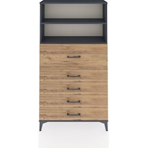 Arges Dolap 2 Raflı 5 Çekmeceli 88x30x163 Antrasit-çam Antrasit