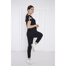 Kadın Spor Lacivert Alt-üst T-shirt Takım-3942 - M Lacivert