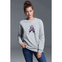 Anime Dragon Ball Baskılı Gri Kadın Sweatshirt (528312297)