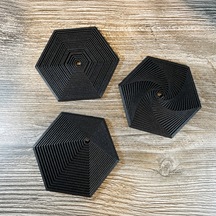 Bezos 3d Baskı Super Fidget Coaster Seti - Altıgen Desenli Bardak Altlığı Ve Tutucu-siyah Erdotıca