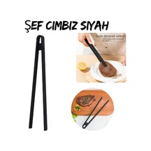 Siyah Silikon Pratik Cımbız Maşa Pişirme Cımbızı Çelik Maşa 30cm Profesyonel Şef Cımbızı Silikon