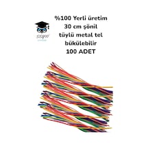 %100 Yerli Üretim 30 Cm Şönil Tüylü Metal Tel Bükülebilir 100 Adet