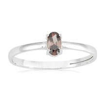 Oval Renkli Tek Taş Altın Yüzük