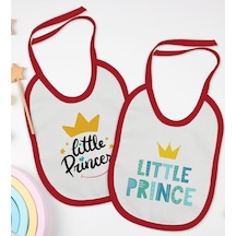 BK Kids Prince ve Princess Tasarımlı 2’li Kırmızı Mama Önlüğü-1 Kırmızı