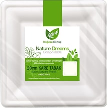 Roll-up Nature Ekolojik Karton Kağıt Parti Tek Kullanımlık Kare Tabak - 20 Cm. - 6 Adetlik 3 Paket