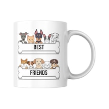 Best Friends Baskılı Kupa Bardak Hediyelik Çay Kahve Kupası Coffee Mug Beyaz - Çok Renkli