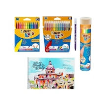 Bic Pastel Boya Keçeli Boya Metal Tüp Kuru Boya 12 Li Ve Resim Defteri
