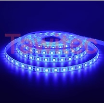3 Çipli Silikonlu Şerit Led Mavi Renk 12 Volt Dış Mekan 5050