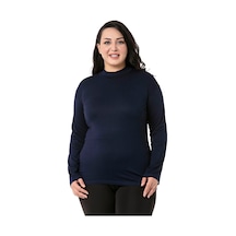 Disentis Büyük Beden Yarım Balıkçı Uzun Kollu Viskon Lacivert Body Lacivert