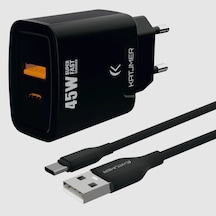 Katjmer Kj-45up-c Usb-pd 45w Şarj Adaptörü Type-c Kablo Siyah