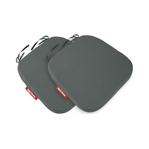 2'li Sandalye Minderi Seti Oval 42x42x5 Cm Fermuarlı Yıkanabilir Kılıf, Bağcıklı Kaymaz, Leke Tutmaz Oturma Minderi Antrasit Çok Renkli