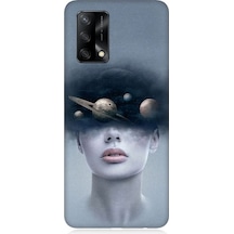 Oppo A74 Uyumlu Kadın Ve Evren Desenli Silikon Kılıf