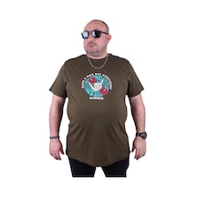 Starbattal Büyük Beden Erkek Sıfır Yaka Tişört Summer 23119 Askeri Yeşil-Askeri Yeşil Çok Renkli