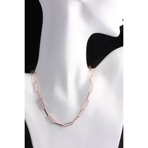 Omar Silver Unisex Ataç Model Gümüş Kolye 925 Ayar Rose Gümüş Zincir