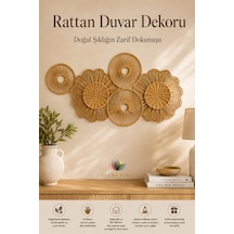 Rattan Duvar Dekoru 108x55 Cm El Yapımı Bohem Doğal Duvar Süsü 1