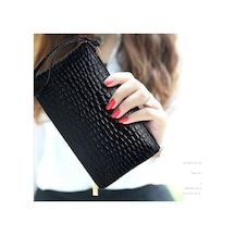 Dancemonkey Timsah Telefon Suni Para Kırmızı Kadın Gül Deri Debriyaj Cüzdanı Cüzdan Çanta Çanta Bozuk Lq Pembe