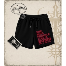 Tarzsokak Gotik & Grunge Streetwear She Was Fragıle Lıke A Bomb Not A Flower Unisex Şort Siyah